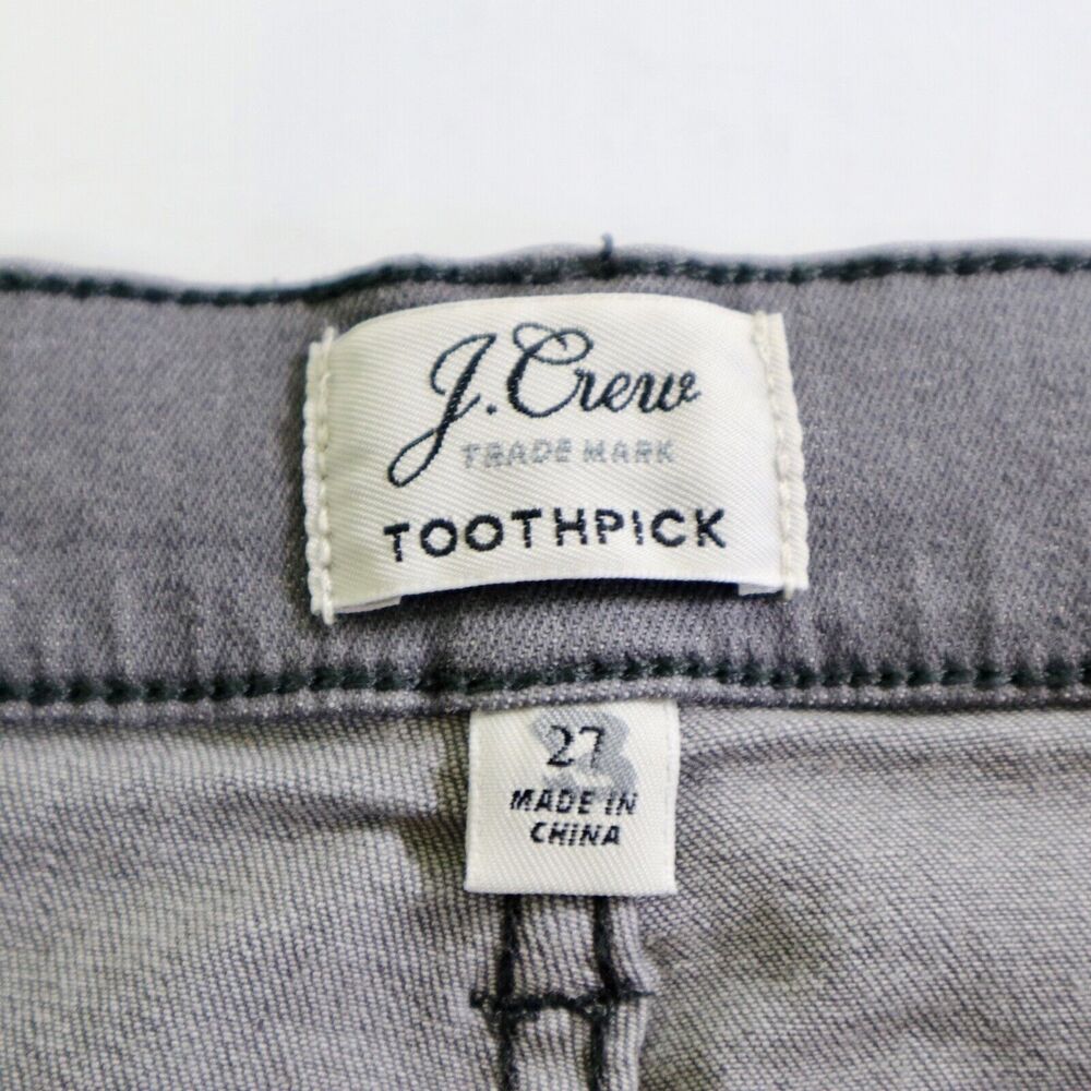 J Crew Size 27 Toothpick Skinny Jeans Stretch Denim B0125 Light Gray - Picture 8 of 10